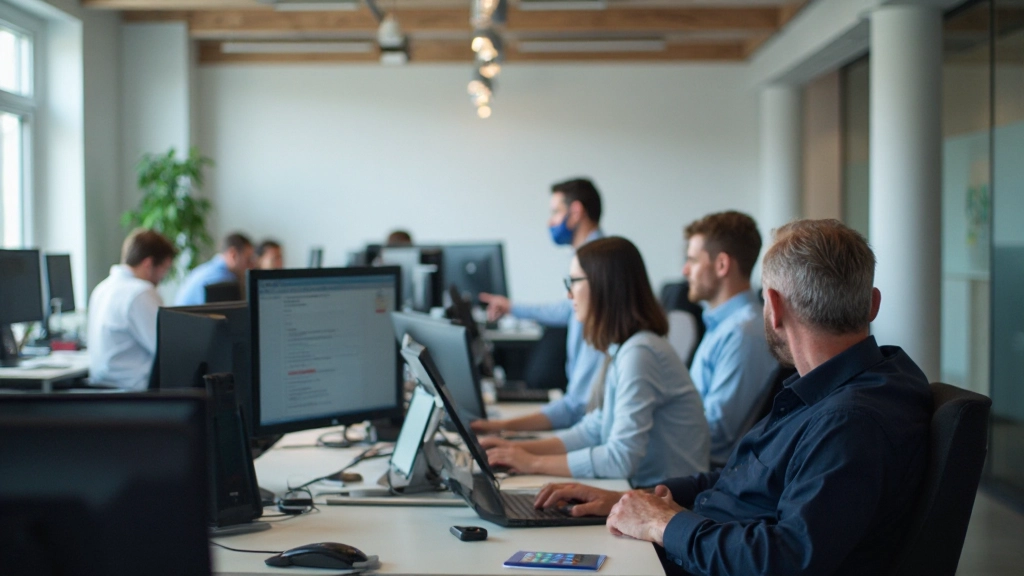 Moderne professionele werkruimte met digitale communicatie focus