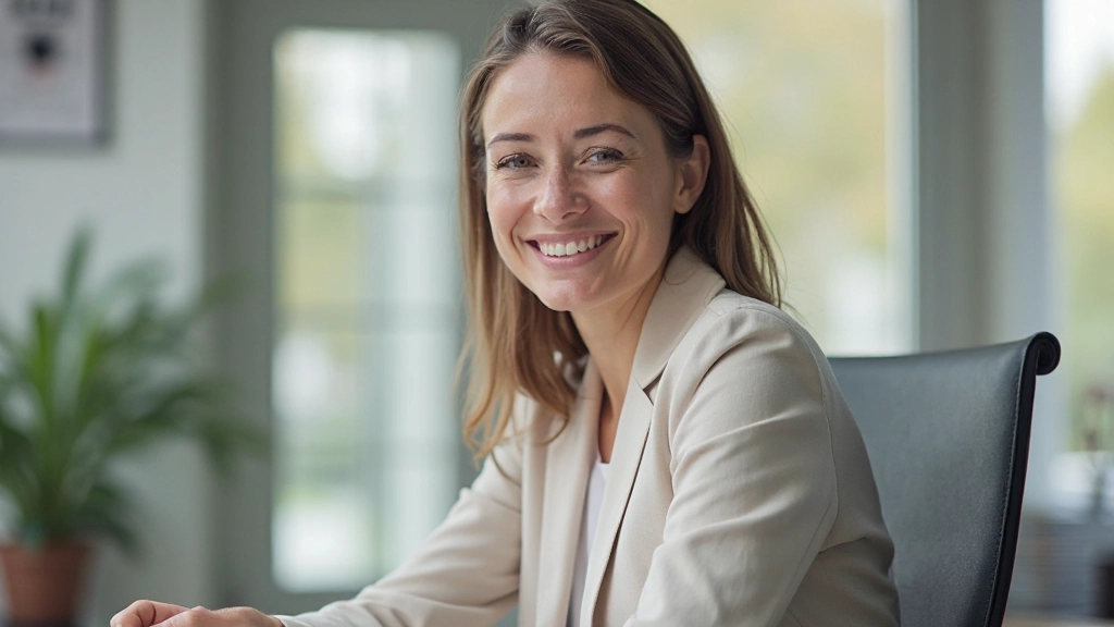 Laptop scherm met berichten-interface, twee personen die professioneel communiceren via video call, moderne werkplek, warm licht